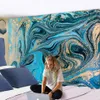 Blue Gouache Line Tapestry Parede pendurada em mármore dourado hhirlpool Bohemian hippie Psicodélico Arte Vertigem Decoração da Sala de Impressão