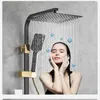 Termostatisk duschuppsättning Hunnise Quality Brass Bathtub Mixer Faucet 8 tum Rainfall Dusch Head Black Gold Digital Shower Set