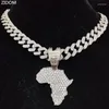 Подвесные ожерелья мужчины женщины хип -хоп обледененный кольцо в Африке с 13 мм кубинской цепи хип -хоп модные украшения
