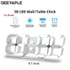 Deeyaple 3D LED duvar saati 9.7 inç küçük çalar