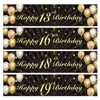 Birthday party banner black gold color 13/16/18/19/20/21/30/40 years old birthday background banner decoration