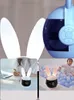 Rainbow Rabbit LED Digital Alarm Clock Electronic LED Display Sound Control Cute Rabbit Night Lamp Desk Clock For Home Decoratio