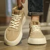 Casual Shoes Men's Leather Fashion Spring Solid High Top Vulcanized Men Platform Design Sneakers Man Board