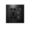 DePoguye UK USB C Wall Socket、USB Plug UK 13A壁パワーアウトレット、ソケットAC110V-250V付きブラックアルミニウムパネルユニバーサルスイッチ