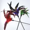 ホットセール猫おもちゃランダムな色は、小さなベルのある鳥のような猫の羽毛の黒いポールを作る自然な1pcs