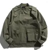 Vestes pour outils japonais veste à l'outillage pour hommes rétro Rétro tactique Bomber manteaux plusieurs poches gilet et pull décontracté en deux pièces unisexe