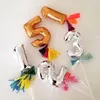 1Pc 7 inch Mini Foil Number Balloons Cake Topper DIY Kids Birthday Cake Flag Wedding Decors Creative Self Inflate Balloons