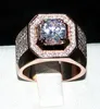 Uomini di lusso 925 anelli in oro rosa in argento sterling gioielli di dito eterni 66 mm 12ct Diamond