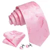 Halskrawatten Barry.Wang Pink Koralle Pfirsich Seidenmänner Tasche Pocket Square Manschettenknöpfe Set Herren Hochzeitsgeschäftsparty Jacquard Blumen Halskeine 240410