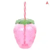 Garrafas de água 1pc de alta qualidade criativo primavera verão desenho morango copo de palha plástico adorável menina portátil portátil