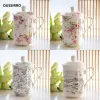 EWAYS Bone china Mugs with lid Creative Ceramic Milk coffee Mug cup Elegant Wedding Gift
