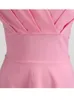 Pink Summer Dres gegen Neck Vintage Robe Elegant Retro Pin up Party Office Midi Kleider 240402