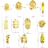 5Pcs Gold Artificial Palm Leaves Silk Eucalyptus Leaves Artificial Leaves For Table Decor Wedding Birthday Party Home Decoration