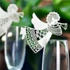 50pcs New Flying Angel Laser Coup DIY Verre de verre Verre en papier Carte en papier pour la fête de mariage Ornement de verre à vin de fête de Noël