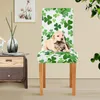Green Shamrocks Chair Cover Elastic Dining Chair Slipcover Set of 2 Stretch Removable Anti-dirty Office Chair Seat Cover Decor
