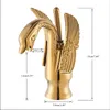 Golden Basin Faucet Brass Deck Mount Bathroom Faucets Swan Shape Single handle Lavatory Sink Hot Cold Water Mixer Taps