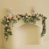 Joy Party 2,1m Fake Peony Rose Vines Fleurs artificielles Garland Eucalyptus Plante suspendue pour le décor de table de fête de porte de mariage