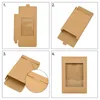 6pcs Kraft Paper Box with Window Candy Cookie Gift Boxes Bags Wedding Birthday Party Home DIY Jewelry Gift Packaging Decorations