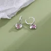 Hoepel oorbellen zilveren kleur geometrische hartvormige druppel voor vrouwen meisjes mode roze kristal pendientes ins accessoires