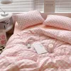 Nordic Pink Black Checkerboard täcke täcke med kudde fall lakan barn flickor sängkläder set kung drottning tvilling kawaii