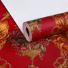 Fond d'écran de vinyle de damasque de luxe marron floral pvc papier peint en papier roule d'étanché