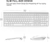 Combos 2.4g teclado sem fio recarregável e mouse.ergonomic fullsize design.Russian/English/German/French.Laptop/PC/Windows Silver
