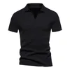 Men's T Shirts Summer Casual Solid Color Short Sleeve Turn-down Collar Shirt Men Polo High Quality Cotton American Vintage Fitness 5XL