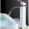 Robinet de bassin Gol et Black Waterfall Faucet Brass Bath Bath Bownling Bathroom Bathin Basin robinet mélangeur robinet de lavabo chaud et froid