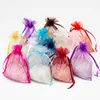 100pcs/lote organza bolsa jóias embalagens de casas de casas de casamento de guloseimas favores bolsas de bolo de bolo