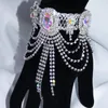 Anklets Colorful Crystal Dance Anklet Bracelet Dress Party For Women Summer Accessories Boho Rhinestone Tassel Bangle Arm Jewelry