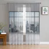 Windows Building House City View Tulle Sheer Window Curtains for Living Room Kitchen Children Bedroom Voile Hanging Curtain