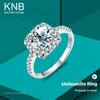 Anillos de banda KNB 0.5ct 1ct D True Mosonite Diamond Boda Halo Square Ring Womens Original Genuine 925 Pure Silver Luxury Exquisite Jewelry J240410