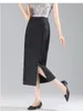 Skirts Vintage Elegant Jacquard Black High Waist Bodycon Straight Long Skirt Women 2024 Spring Summer Slim Fit Pencil 4XL 93167