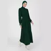 Abbigliamento etnico abito musulmano femminile di colore a manica lunga cravatta a maniche lunghe una linea Abaya Dubai Arabian Ramadan Islamic