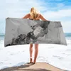 Marmorstruktur bläck svartvitt mikrofiber badhandduk för badrum pool kust mjuk strandhandduk snabb torr sport ansikte handduk