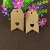 200pcs 7 * 4cm Brown / White Heart Paper Tags pour le prix cadeau Tags de conception de bricolage