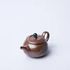 210ml Retro Handmade Coarse Ceramic Teapot Leaf Embossment Art Kung Fu Tea Master Pots Household Teakettle Teaset Gift Packaging