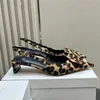 New Top Quality Jeans High Heels Blue Pointed silk Pumps Leopard slingback shoes brand Luxury Designer Shoes Office Elegant Women's Shoes Shallow Mule Shoes Women