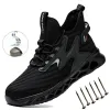 Buty czarne buty bezpieczeństwa mężczyźni oddychające buty robocze stalowe palec kłuczą buty przeciwmarowe buty konstrukcyjne buty robocze rozmiar 4046