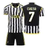 Maglie da calcio 24 Juventus Home Football Jersey Hovic 9 Di Maria 22 Kit Team Kit di abbinamento Stampa