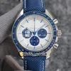 42mm Professional Moon Watches Prize 50th Anniversary Mens Watch White Dial 310 32 42 50 02 001 OS Quartz Chronograph Blue Nylon L289e
