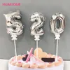 1Pc 7 inch Mini Foil Number Balloons Cake Topper DIY Kids Birthday Cake Flag Wedding Decors Creative Self Inflate Balloons