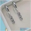 Stud Earrings Solid 14K White Gold Au585 Platinum Pt950 Tassel Design Buckle Women Moissanite Fashion Drop Delivery Jewelry Dhazr