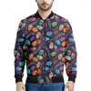 Vestes pour hommes Bohemian Pâques Eggs zipper veste pour hommes Femmes 3d Coat Street Sweet-shirt de bombardier à manches longues décontractées.