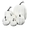 Fiori decorativi 7 pezzi Multi-size Pumpkin Mormo di zucca Bianco Halloween Ringraziamento Ringraziamento Autunno Raccolta Decorazione del tavolo per le vacanze