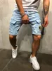 Zomerheren stretch gescheurd korte jeans streetwear pocket mode hiphop blauw slanke denim shorts merk kleding man 240409