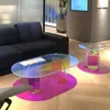 120 cm acryl regenboog kleur salontafel salingje glazen eindtafel ronde tabel moderne accenttafel voor woonkamer