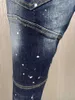 Men's Jeans Trendy Moto&Biker High Street Casual Denim Fabric Pants Fashion Hole Spray Paint A609