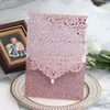 10pcs/set Laser Cut Glitte Rose Wedding Invitations Card Invite Envelopes with Rhinestone Kit Bridal Shower Engagement Party Sup