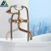 Torneira de banheira antiga de latão na parede de 30 cm de comprimento Bathtub Bathtub Mixer Tap Brass Gire o banho de banho de nariz comprido Conjunto de chuveiro de cerâmica